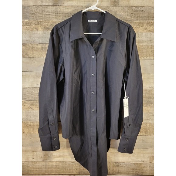 NWT Reformation Hansen Top Black Long Sleeve Button Tie Collar Various Sizes - Picture 3 of 9